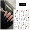 Nuevas pegatinas adhesivas para uñas de tinta de moda nacional para manicura de bambú estilo chino, texto blanco y negro, estilo antiguo, pegatinas adhesivas para uñas de rosa