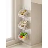 Caja de almacenamiento para cebolla, jengibre y ajo, estante de cocina para montar en la pared, cesta colgante para el hogar sin taladro, cesta de almacenamiento multi-compartimento para jengibre y ajo
