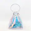 Bolsa de Cosméticos de PVC Láser Colorida Personalizada, Bolsa de Cosméticos Transparente de Gelatina, Bolsa Triangular Láser Shooter, Bolsa de Bolas de Arroz de TPU