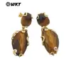 WT-E751 Multicolor Natural Color Opcional Piedra Preciosa Amatista Piedra Destello Doble Piedra Pendientes Clásicos de Banquete para Mujer