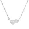 Colar de amor duplo de prata esterlina S999 com pingente de zircônia incrustada de alta qualidade, corrente de pescoço de prata leve, luxuosa, combinando com todas as correntes de clavícula