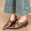 Ropa exterior felpa francesa temperamento nuevo estilo zapatos pequeños de cuero zapatos de mujer zapatos de vestir 2026 pelo otoño e invierno tacón de gato hebilla punta fina una correa
