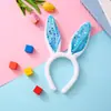 Suministro directo de fábrica diadema de felpa con orejas de conejo y lentejuelas artículo popular transfronterizo para fiesta de vacaciones infantil Halloween tocado de disfraz
