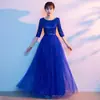 Novo Vestido de Veludo para Performance Coral Feminino, Vestido Longo para Adultos, Estudantes, Meia-Idade e Idosos, Vestido de Performance para Recitação em Competição