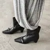 Botines Anchos de Piel de Vaca de Primera Capa para Mujer, Estilo Nuevo Piel Genuina Cuero Envejecido Punta Cuadrada Lazo Tacón Grueso Medio Botines Cortos para Mujer