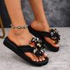 Transfronterizo Talla Grande 2025 Nuevas Chanclas de Verano Casuales Vacaciones en la Costa Suela Gruesa Flor Espiga Sandalias de Playa Venta al por Mayor