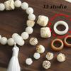 Cuentas redondas de Bodhi blancas talladas con forma de rosa de loto y garra de gato para correr, accesorios de bricolaje con cuentas, pulseras y collares.