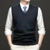 Chaleco de punto para hombre, camiseta básica para hombre, tejido sin mangas de cuello en V ajustado para negocios, chaleco para hombre, suministro directo de fábrica