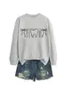 Amazon Ebay Estación Independiente Divertida Casual Versátil Sudadera de Manga Larga con Cuello Redondo y Dientes de Arco para Mujer Camiseta Base