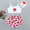 Conjunto de Pijama Duas Peças Europeu e Americano Transfronteiriço: Camiseta Regata Fina sem Mangas e Shorts