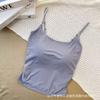 Gelo de seda quente menina plissada camisola mulheres com almofada no peito slim fit desgaste interno e exterior emagrecimento top sem costura cueca nude
