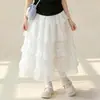 Conjunto de Duas Peças de Vestido Longo de Renda para Meninas de Crianças Maiores, Novo Estilo de Verão Conjunto de Vestido de Renda com Manga Curta Tendência