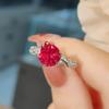 Anillo de Corindón Rojo de Lujo para Entrada de Moda Anillo Simple de Diamante Rojo de Alto Carbono Versátil Drenaje en Vivo para Mujeres