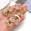 DIY Vida Marina Dorada Chapado en Cobre Oro Real de 18K Fuerte Retención de Color Broche de Girasol Colgante de Circonita Dijes Accesorios de Joyería