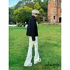 Streetwear Retro Americano Sencillo Travieso Genial Micro-campana Pantalones Vaqueros Hombres Tendencia Otoño/Invierno Moda Versátil Casual Pantalones Largos Modernos