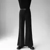 Pantalones de Traje de Gama Alta para Hombres y Mujeres Pantalones Sueltos Caídos Microacampanados Pantalones de Color Sólido Pantalones de Mopa Negros Sin Planchar Pantalones de Pierna Ancha