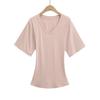 Sy9157-25 Nuevo Estilo de Verano Estilo Europeo y Americano Lujuria Pura Sexy Holgado de Cintura Superior Cuello en V Manga Cinco Cuartos Camiseta