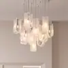 Lámpara de araña de diseño creativo de alta gama para restaurante, lámpara larga de estilo retro color crema de lujo francés, lámpara para isla de bar