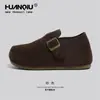 Hit Global Tênis Birkenstock de Solado Grosso para Mulheres 2025 Novo Estilo Outono Aumenta-Altura Meia-Entrada Slip-On Sapatos Preguiçosos para Uso Externo
