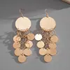 Pendientes Colgantes Redondos de Metal Estilo Europeo y Americano con Flecos de Lentejuelas, Pendientes de Personalidad Transfronteriza con Temperamento Exagerado, Pendientes de Nicho de Alta Gama para Mujeres