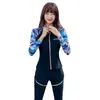Traje de buceo de Corea del Sur para mujer, traje de baño dividido con protección solar, pantalones de manga larga, ropa de medusas, traje de surf adelgazante de secado rápido, traje de baño de esnórquel