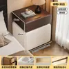 Mesita de noche de madera maciza con cerradura de huellas dactilares, Nuevo modelo 2026, Estilo de mediados de siglo, Sensación simple y de alta gama, Armario pequeño de almacenamiento para dormitorio