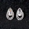 Brincos Ovais em Forma de Gota d'Água com Diamantes Incrustados e Agulha de Prata Acessíveis Luxo Estilo Palácio Brincos de Nicho Elegantes High-End Retrô para Mulheres