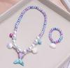 Collar Pulsera Cadena de Suéter de Princesa Congelada de Dibujos Animados para Niños Nuevo Regalo de Año Nuevo Navidad Set de Regalo de Cumpleaños