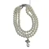 Collar de Perlas de Tres Capas Saturno, Cadena Clásica Retro de Gota de Agua de Una Sola Capa para Clavícula, Cadena para Suéter, Lujo Ligero, Collar Dulce y Versátil