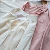 [Bi Zheng] Verano Nuevo Estilo Coreano Mujer Fresco Color Macarrón Bolsillo de Solapa Único Pantalones Camisa Camisa Fina de Manga Larga 7936