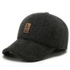 Boné de Baseball de Lã Masculino para Outono e Inverno, Versátil para Meia-Idade e Idosos, Chapéu Quente com Forro de Fleece Espesso, Boné Bico de Pato com Proteção de Orelha para Pai