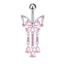 Nuevo producto de comercio electrónico transfronterizo europeo y americano: Anillo para piercing de ombligo con forma de corazón, mariposa y gatito, incrustado con circonita rosa