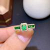 Transmissão ao Vivo Drenagem Imitação Cor Esmeralda Colombiana Natural Anel Tesouro Feminino Luxo Fileira Completa de Diamantes Anel Faixa Aberta