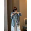 Zedaijiayi 26ª Nova Camisa de Manga Longa Xadrez Contrastante Retro Primavera e Verão Jaqueta Casual com Proteção Solar para Mulheres