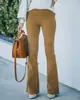 Pantalones de pana acampanados de cintura alta ajustados de color liso para mujer, con cintura elástica, de moda casual, para la primavera y el otoño 2026, transfronterizos