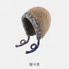 Sombrero de Peluche de Osito Lindo Estilo Coreano para Adelgazar la Cara de Otoño e Invierno para Mujer Cálido para Circunferencia de Cabeza Grande Protección de Orejas Sombrero de Lana Sombrero de Punto