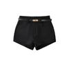 Shorts apertados sensuais estilo americano primavera e verão 2025, nova chegada, calças casuais longas e vistosas para meninas Spice Girls com cinto e levantamento de quadril