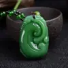 Venta al por mayor de fábrica de Yiwu collar de calcedonia verde oscuro estilo étnico marca Guanyin Dragón Buda panzón cadena larga para suéter