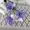3 Cabezas de Lirios Hemerocallis, Flores Artificiales, Flores Artificiales, Decoración para Sala de Estar del Hogar, Diseño de Arreglo Floral para Salón de Bodas, Accesorios para Fotos