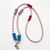 Pingente para celular cordão trançado DIY bloqueio de cores pulseira anti-perda para pulso bolsa brinquedo de pelúcia corrente para celular alça de pendurar com contas atacado