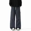 Calças masculinas impermeáveis com forro de fleece para outono e inverno, calças de trabalho largas e retas, tendência para atividades ao ar livre, calças casuais grossas