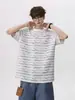 Camiseta de Manga Corta con Rayas de Bambú Estilo Retro Americano para Hombre, Marca de Verano de Moda, Diseño Genial, Top Holgado Casual de Media Manga
