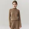 Suéter tricot Kangsai Ni 100% cashmere minimalista suave feminino, top base macio e liso, peça externa, peça interna, suéter