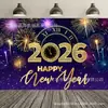 2027 El más vendido de Amazon Tema Colorido de Año Nuevo Tela de Fondo Negra y Dorada Decoraciones para Celebraciones de Fiesta Pancarta de Año Nuevo