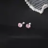 Pendientes Dopamine de Plata S999 para Mujer, Frescos y Dulces, Pendientes de Zirconia Cortada a la Rosa Coloridos, con Cierre de Rosca C01530