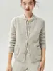 Cárdigan de cachemir y seda de morera con cuello redondo, control de acceso, dobladillo acanalado con bolsillos, capa base de punto para mujer, suéter suave y adelgazante, top versátil