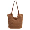 Bolsas Tejidas a Mano, Bolsas de Playa Huecas de Gran Capacidad, Bolsas de Paja Estilo Resort Costero, Bolsos de Hombro Tote para Mujer