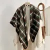 Bufanda de lana coreana estilo australiano para mujer, otoño e invierno, prenda exterior de cachemira de alta gama, bufanda triangular, calentador de cuello, chal grande de cuadros