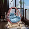 Silla mecedora colgante de mimbre para interior y exterior con cojín suave y grueso, adecuada para balcones de casa, silla mecedora colgante de ocio