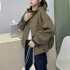 Chamarra Cortavientos con Capucha para Mujer 2026 Primavera Nuevo Estilo Retro Adelgazante Holgada Versátil Casual Chaqueta Top
